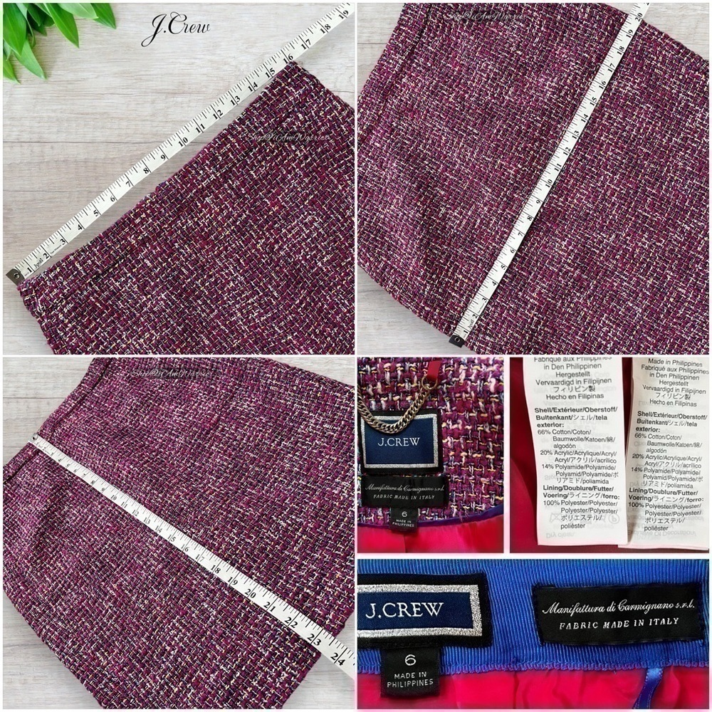 J.Crew fuchsia lady tweed jacket + pencil skirt 2 piece suit *shop@iamwarrior - Picture 15 of 16